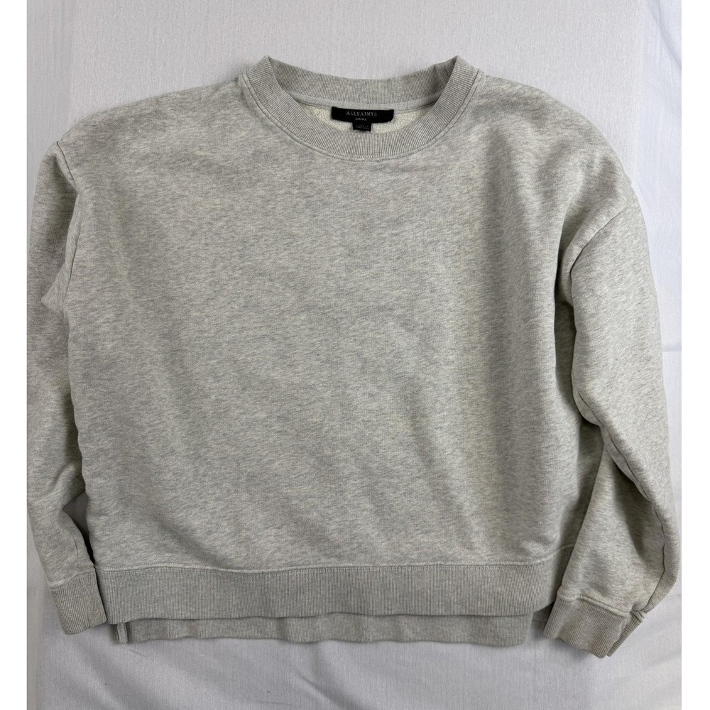AllSaints Oversized Cotton Blend Sweatshirt Women Small‎ Gray Minimalist